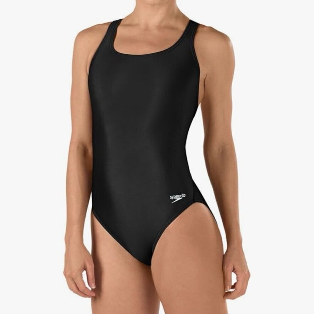 Speedo PowerFlex Eco Black One-Piece Swimsuit | Girls’ Size 26 NWT